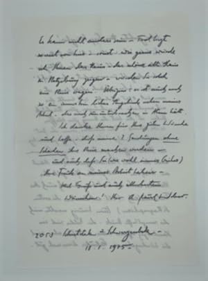 Imagen del vendedor de Eigenh. Brief m. Unterschrift. a la venta por Versandantiquariat Wolfgang Friebes