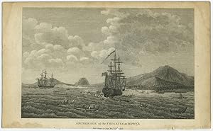 Anchorage of the Frigates at Mowee, copper engraving