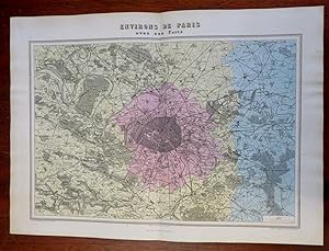 Paris & Environs Versailles St. Denis Military Forts 1884 Raynaud engraved map