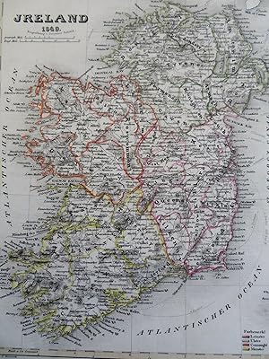 Ireland Dublin Cork Derry Galway 1849 Radefeld engraved map