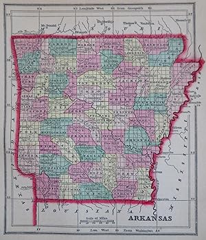 Arkansas Little Rock Pine Bluff Hot Springs 1857 Morse miniature state map