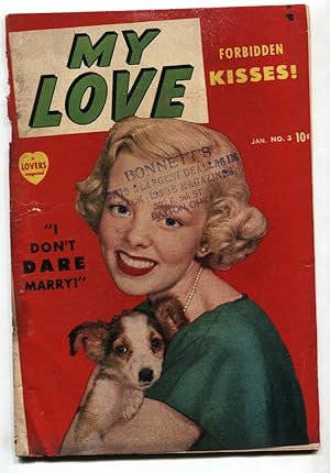 MY LOVE #3 1950-ROMANCE-PHOTO COVER-BOUND & GAGGED BABE fr/g