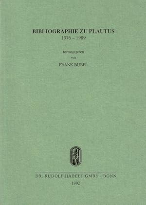 Imagen del vendedor de Bibliographie zu Plautus 1976-1989 a la venta por Rulon-Miller Books (ABAA / ILAB)