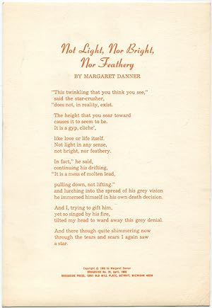 Imagen del vendedor de [Broadside]: Not Light, Nor Bright, Nor Feathery a la venta por Between the Covers-Rare Books, Inc. ABAA