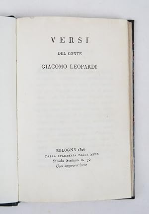 Versi del conte Giacomo Leopardi