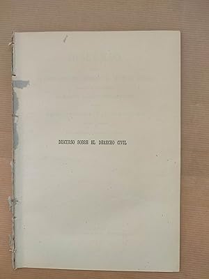 Seller image for DISCURSO SOBRE LA CONVENIENCIA DE COMPRENDER EN UN CODIGO GENERAL, MEJOR QUE EN LEYES SUELTAS, LAS ALTERACIONES NECESARIAS EN NUESTRO DERECHO CIVIL. for sale by LIBRERIA ANTICUARIA LUCES DE BOHEMIA