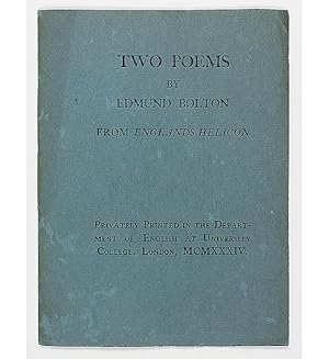 Imagen del vendedor de Two Poems from England's Helicon. Sm. 4to. a la venta por Jarndyce, The 19th Century Booksellers