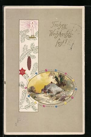 Bild des Verkufers fr Prge-Ansichtskarte Weihnachtsfest mit verschneiter Dorflandschaft zum Verkauf von Bartko-Reher