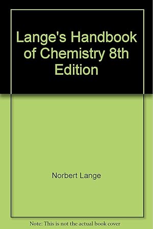 Image du vendeur pour Lange's Handbook of Chemistry 8th Edition mis en vente par Redux Books