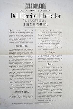 Celebracion Del Aniversario De La Entrada Del Ejercito Libertador El Dia 30 De Junio De 1871