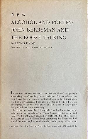 Seller image for Alcohol and Poetry: John Berryman and the Booze Talking for sale by DIAMOND HOLLOW BOOKS / MILES BELLAMY