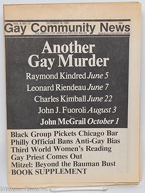 Immagine del venditore per GCN: Gay Community News; the weekly for lesbians and gay males; vol. 8, #13, October 18, 1980; Another Gay Murder venduto da Bolerium Books Inc.