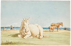 WILHELM VON KOBELL (1766 - 1855). Liegendes Pferd auf der Weide.