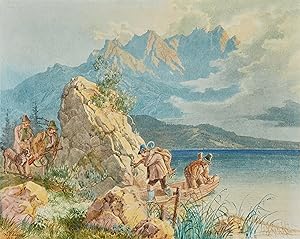 LORENZ QUAGLIO (1793 - 1869). Jäger und Wilderer am Eibsee bei der Zugspitze.