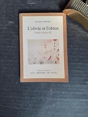 Seller image for L'obvie et l'obtus - Essais critiques III for sale by Librairie de la Garenne