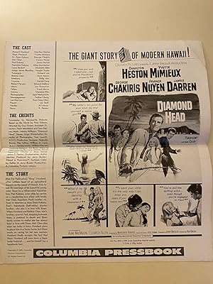Image du vendeur pour Diamond Head Pressbook 1962 Charlton Heston, Yvette Mimieux, George Chakiris mis en vente par AcornBooksNH