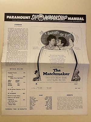 Imagen del vendedor de The Matchmaker Pressbook 1958 Shirley Booth, Anthony Perkins, Shirley MacLaine a la venta por AcornBooksNH