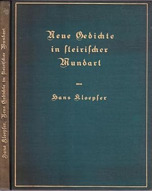 Bild des Verkufers fr Neue Gedichte in steirischer Mundart. zum Verkauf von Antiquariat Krikl