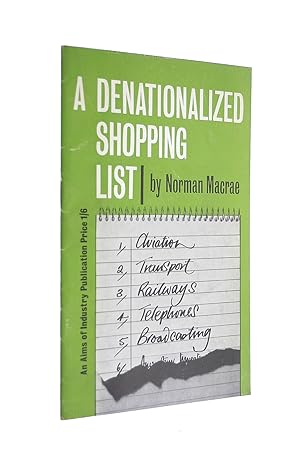 Imagen del vendedor de A denationalized shopping list a la venta por M Godding Books Ltd