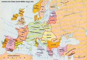 LAMINA V15446: Mapa de Europa en la edad media siglo XIII