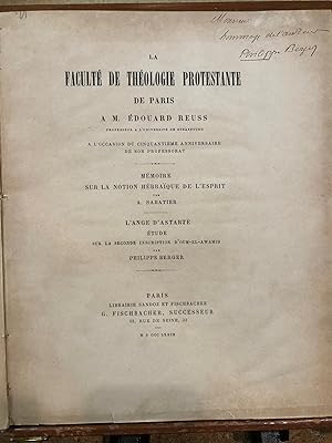 Mémoire Sur la Notion Hébraïque de l'Esprit par Sabatier, L'ange D'Astarté, Etude sur la seconde ...