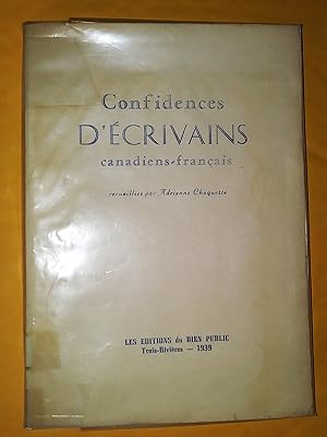 Seller image for Confidences d,crivains canadiens-franais for sale by Livresse