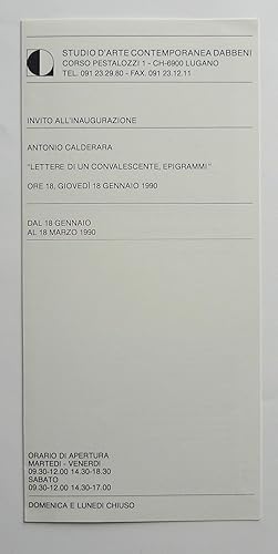 Antonio Calderara. 'Lettere di un convalescene , epigrammi'. Studio d'Arte Contemporanea Dabbeni....