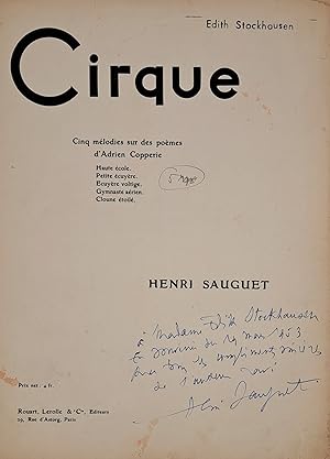 Image du vendeur pour Cirque. Cinq mlodies sur des pomes d`Adrien Copperie. mis en vente par Musik-Antiquariat Heiner Rekeszus