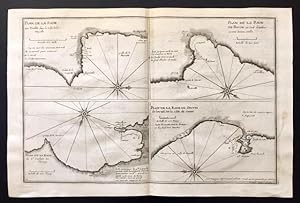 Plan de la Rade du Tuellé dans le Golfe de la Napoulle / Plan de la Rade de Bacon au sud d'Antibe...