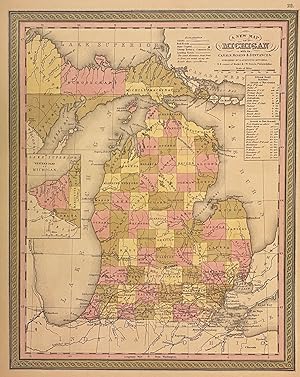 A New Map of Michigan with its Canals, Roads & Distances