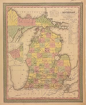 A New Map of Michigan with its Canals, Roads, & Distances