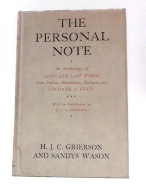 Seller image for The Personal Note or First and Last Words for sale by World of Rare Books