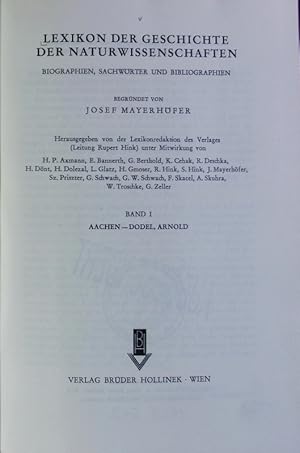 Lexikon der Geschichte der Naturwissenschaften ; Bd. 1: Aachen - Dodel, Arnold.