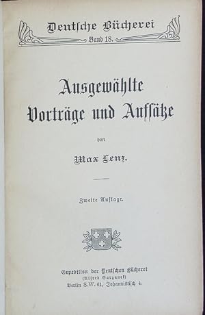 Bild des Verkufers fr Ausgewhlte Vortrge und Aufstze. Deutsche Bcherei ; 18. zum Verkauf von Antiquariat Bookfarm
