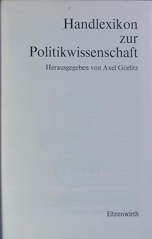 Imagen del vendedor de Handlexikon zur Politikwissenschaft. a la venta por Antiquariat Bookfarm