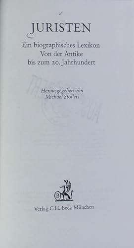 Seller image for Juristen : ein biographisches Lexikon ; von der Antike bis zum 20. Jahrhundert. for sale by Antiquariat Bookfarm