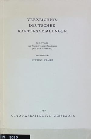 Bild des Verkufers fr Verzeichnis Deutscher Kartensammlungen. zum Verkauf von Antiquariat Bookfarm