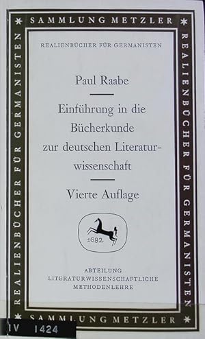 Bild des Verkufers fr Einfhrung in die Bcherkunde zur deutschen Literaturwissenschaft. Sammlung Metzler ; 1. zum Verkauf von Antiquariat Bookfarm