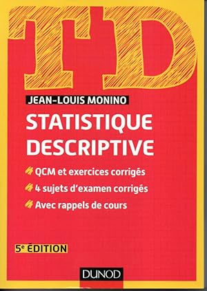 Image du vendeur pour Statistique descriptive. QCM et exercices corrigs. 4 sujets d'examen corrigs. Avec rappel de cours. mis en vente par L'ivre d'Histoires