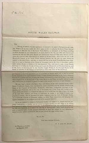 A four page document sent, by W.O. and W. Hunt, to relevant landowners informing them of a propos...