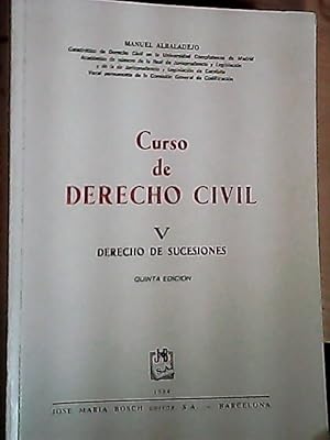 Image du vendeur pour Derecho civil. Tomo V Derecho de Sucesiones mis en vente par Librera La Candela