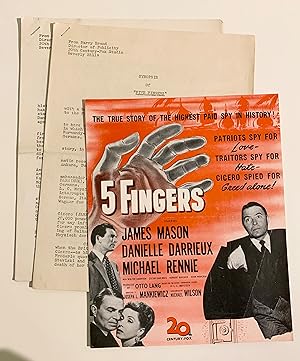 Five Fingers. Press publicity sheet plus Synopsis and Vital Statistics.