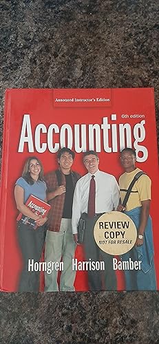 Seller image for Accounting (Annotated Instructor's Edition) REVIEW COPY for sale by Darby Jones