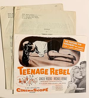 Teenage Rebel. 3 Items. Press/publicity sheet. With Synopsis and Vital Statistics.