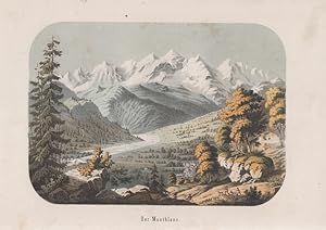 Der Montblanc (Berg) Tonlithographie aus Freya. Altkoloriert