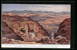 Bild des Verkufers fr Knstler-Ansichtskarte Friedrich Perlberg: The Desert of Judea with Wadi el Kelt and the Monastery of St. George zum Verkauf von Bartko-Reher