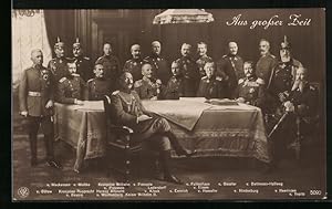 Bild des Verkufers fr Ansichtskarte Aus grosser Zeit - Heerfhrer zusammen mit Kaiser Wilhelm II. am Konferenztisch zum Verkauf von Bartko-Reher