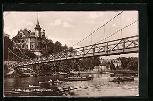 Ansichtskarte Grimma, Gattersburg mit der Hängebrücke