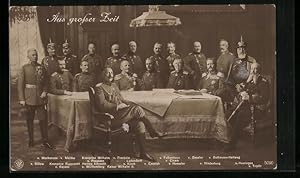 Bild des Verkufers fr Ansichtskarte Aus grosser Zeit - Heerfhrer zusammen mit Kaiser Wilhelm II. am Konferenztisch zum Verkauf von Bartko-Reher