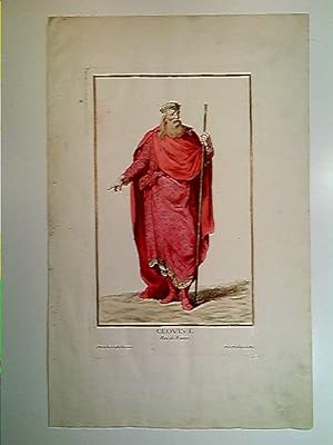 Bild des Verkufers fr Clovis I., Chlodwig I., Knig von Frankreich, Kupferstich, altcoloriert, Duflos le jeune, 1780, Original zum Verkauf von ABC Versand e.K.